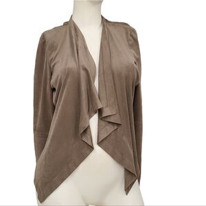 Dalia Taupe Faux Suede Drape Jacket Womens size Medium